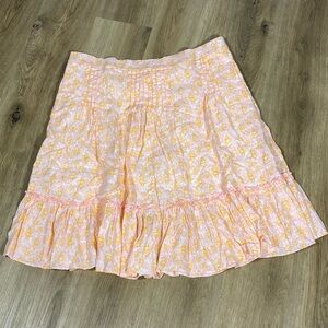 Lilly Pulitzer So Buzzed Bee skirt Pink and Orange A-Line Linen Skirt large